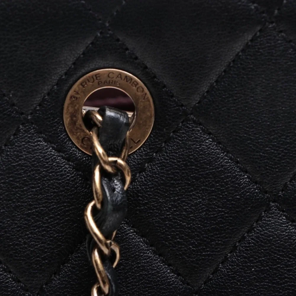 CHANEL Lambskin Quilted Beauty Lock Tote Leather Flap Medium Handbag Purse - Picture 10 of 15